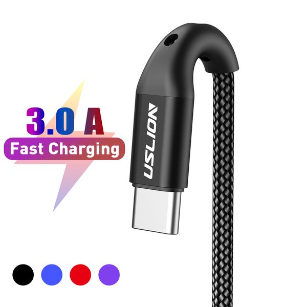

3a usb type c cable fast charging wire for samsung galaxy s8 s9 plus xiaomi mi9 huawei mobile phone usb c charger cable