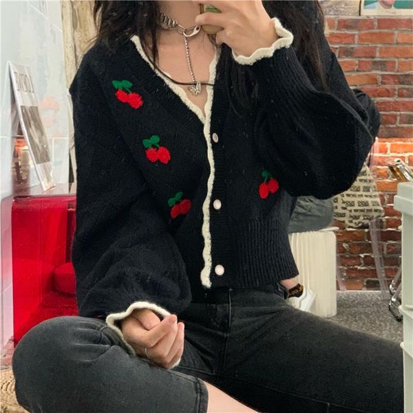 

women's knits & tees oversize cardigan for women sweet embroidery loose sweater female knitted outerwear korean ladies autumn 2021, White