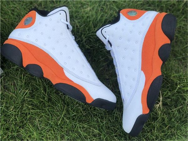 

new air authentic 13 starfish sneakers white black starfish orange real carbon fibet retro men outdoor sports shoes with box us 7-13