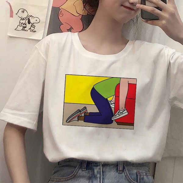 

fun spoof andrea locci cheeky illustration series sneakersutra shirt female ulzzang harajuku personality fashion women's t-shirt, White