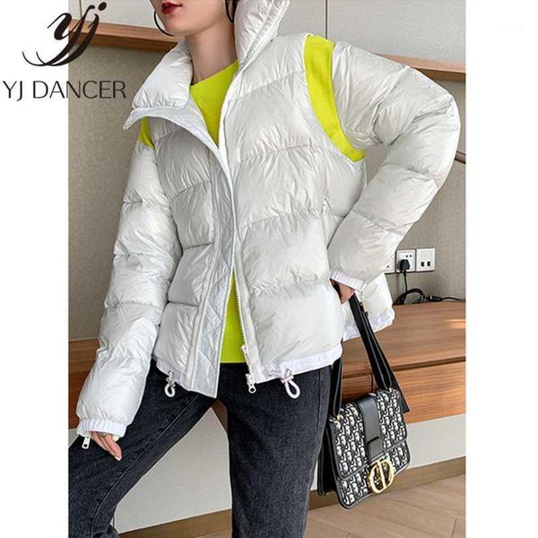 

women's down vest stitching down jacket 2019 winter new fashion hit color loose overcoat two-piece simple thick coat nice0391, Black