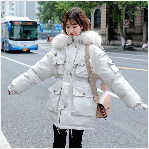 

women clothing new warm cotton winter women coat plus size women's winter jacket with hat fur collar female parkas casaco r7611, Black