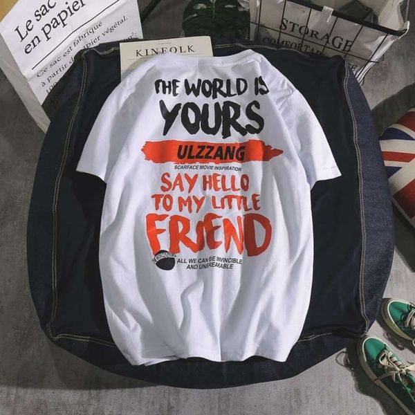 

hip 2020 summer fashion brand street hop yuansuo bf loose ins super short sleeve couple t-shirt for men and women, Black;gray
