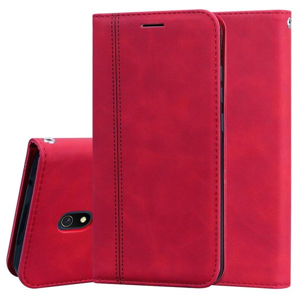 

for xiaomi redmi 8a frosted business magnetic horizontal flip pu leather case with holder card slot lanyard