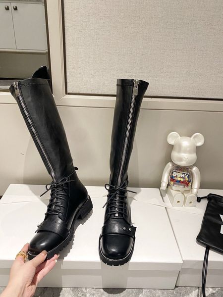 

european winter boots, made of genuine leather, with zipper and lace up, upper buckle design, Black