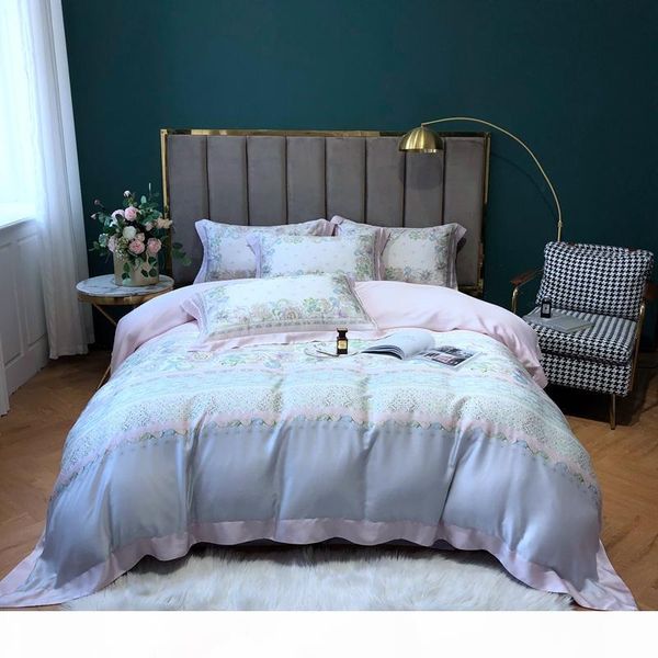 

tutubird 100% bamboo bedding set european style floral satin silk feeling soft bedlinen duvet cover bedclothes king  size