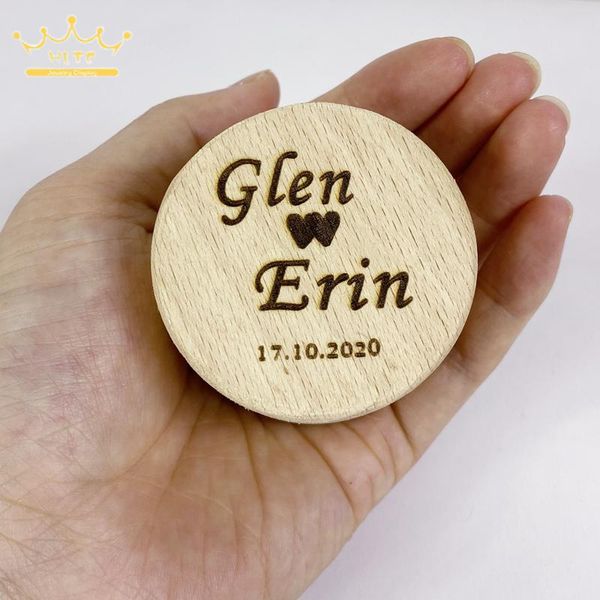 

wooden ring box jewelry trinket storage customizable name and date rings bearer blank diy, Pink;blue