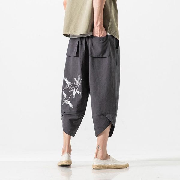 

embroidered chinese style leisure mens summer casual fitness joggers fashion men plus size 5xl trousers sweatpants1, Black