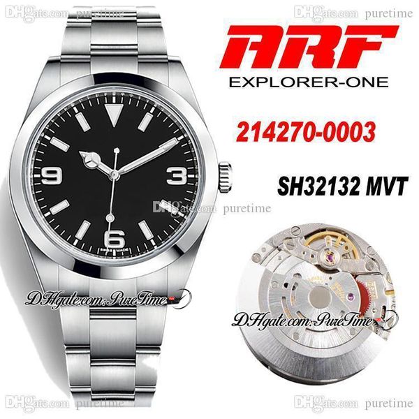 

arf 214270 39mm sh3132 automatic mens watch edition polished bezel black luminous dial 904l steel case bracelet ptrx 2021 puretime b02, Slivery;brown