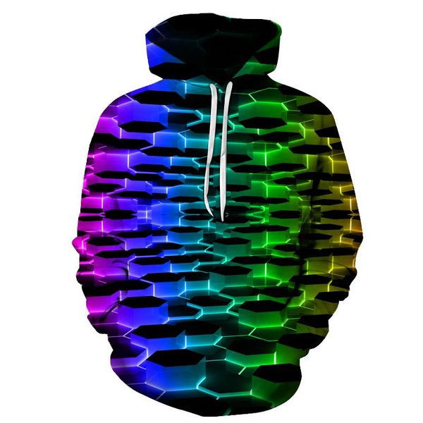 

men's hoodies & sweatshirts fun space three-dimensional pattern 3d printing hooded sweatshirt autumn and winter fashion hole hoodie pul, Black