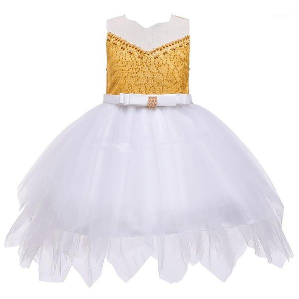 

2020 sequins beautiful princess flower girl dress summer tutu wedding birthday birthday dress girl child new year costume1, Red;yellow