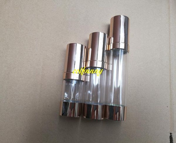 

500pcs/lot fast shipping 15ml 30ml 50ml gold vacuum cosmetic bottles empty plastic cream lotion tube airless bottles