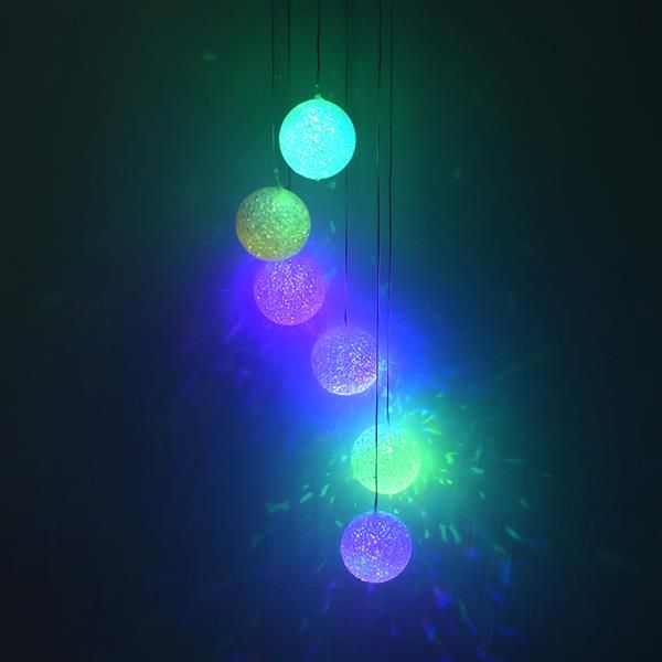 

solar smart light control wave ball wind chime style corridor decoration pendant lamp beads black solar panel colorful light