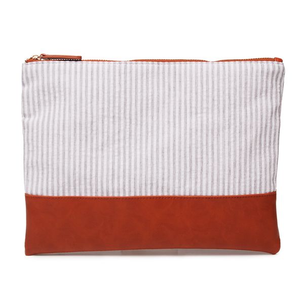 

gray seerscker clutch wholesale blanks pu patchwork cosmetic bag stripes day clutch with zipper closure with dom284