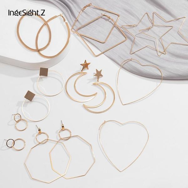 

dangle & chandelier ingesight.z korean star moon drop earrings simple minimalist gold color geometric hanging women jewelry brincos, Silver