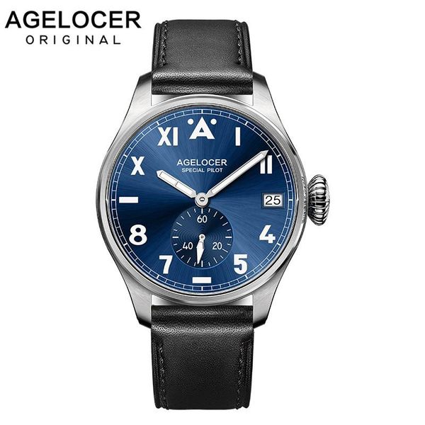 

original agelocer luminous men watch roman arabic numerals nato strap clock man watches mens relogios masculino, Slivery;brown