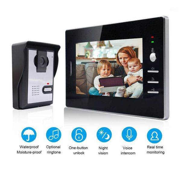 

saful 7'' tft lcd wired video door phone visual video intercom speakerphone ir night vision camera doorbell intercom system1