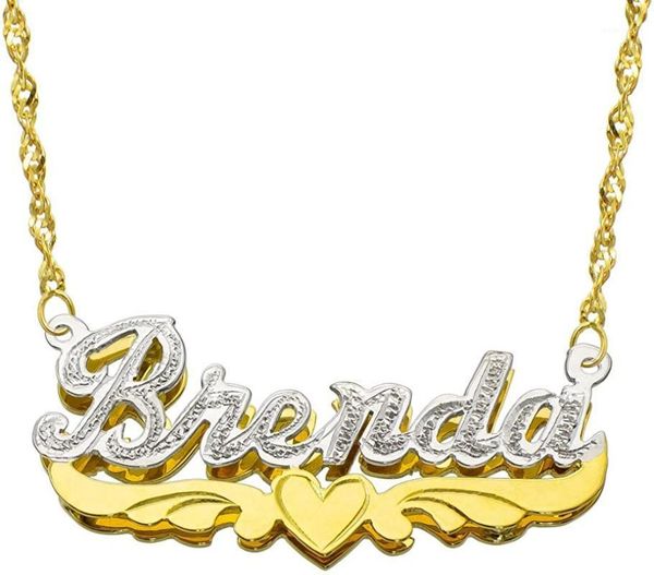 

pendant necklaces hip hop custom name necklace personality stainless stee gold choker letter heart for women gift1, Silver