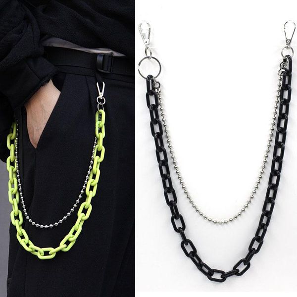 

versatile pants chain ins waist chain hip hop street chic for both men and women bungee hanging pants, Black;brown