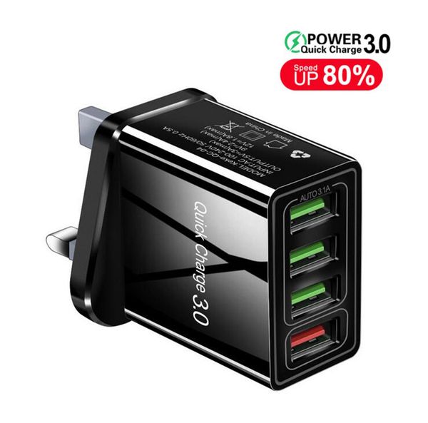 48W Carregador Rápido 4.0 3.0 Carregador USB para iPhone Samsung Tablet UE UK UK Plug Wall Mobile Phone Carregador Adaptador Rápido de Carregamento DHL grátis