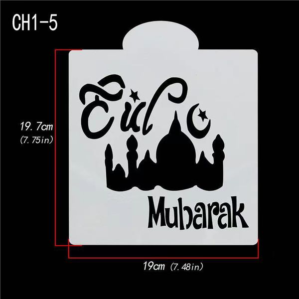 Eid Mubarak Cookie Stencil Template Stencil riutilizzabili per la decorazione di torte per Ramadan Party Cupcake Cappuccino