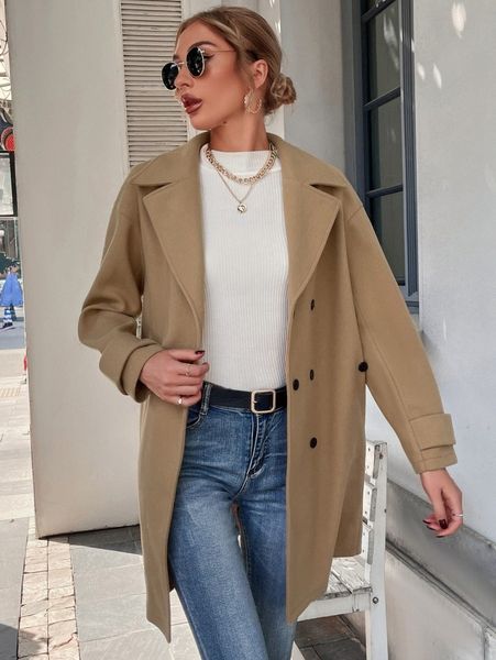 

button front lapel collar overcoat g5it#, Black