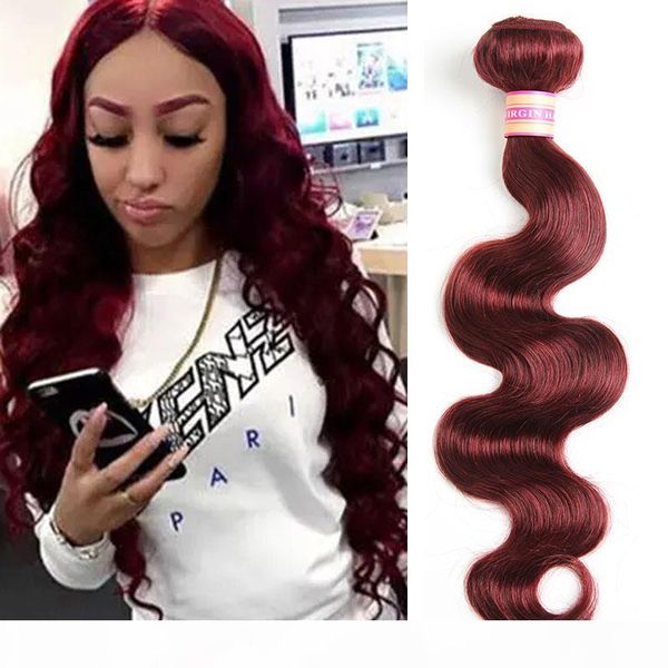 

peruvian malaysian indian brazilian virgin human hair bundles body wave hair weaves color #99j burgundy hair extensions, Black