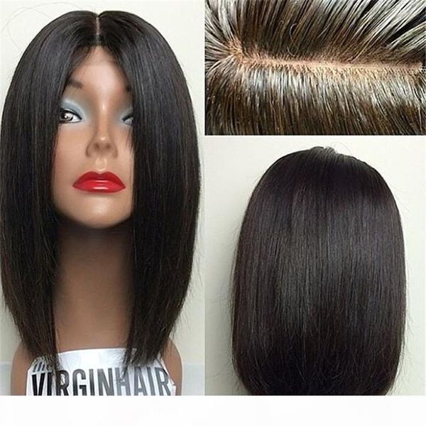 

100% brazilian bob straight natural looking glueless full lace human hair wigs&front lace wig with baby hair for black women high quality, Black;brown