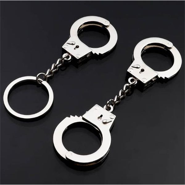

shaped key chain hook holder ring barrel handcuff plating zinc alloy promotional bulk metal mini handcuffs keychainsl4h, Silver