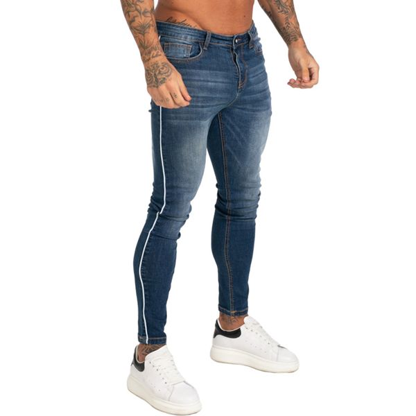 

gingtto skinny jeans men slim fit ripped mens jeans big and tall stretch blue men jeans for men distressed elastic waist zm73 h1209