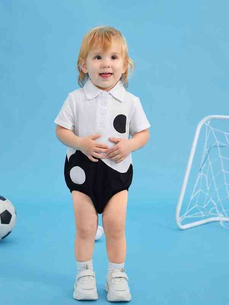 

baby yin & yang print polo neck bodysuit she, Blue