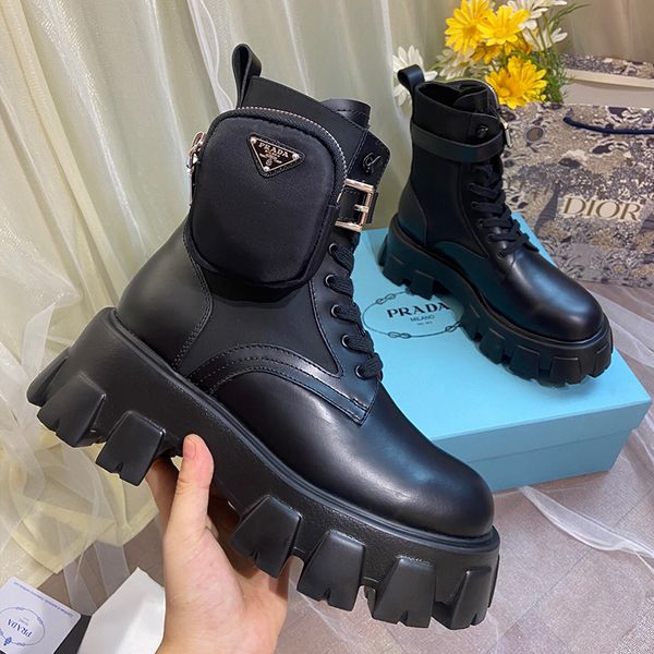 

designer womens boots luxury black small bag decorated leather lace round head with box size 35-40