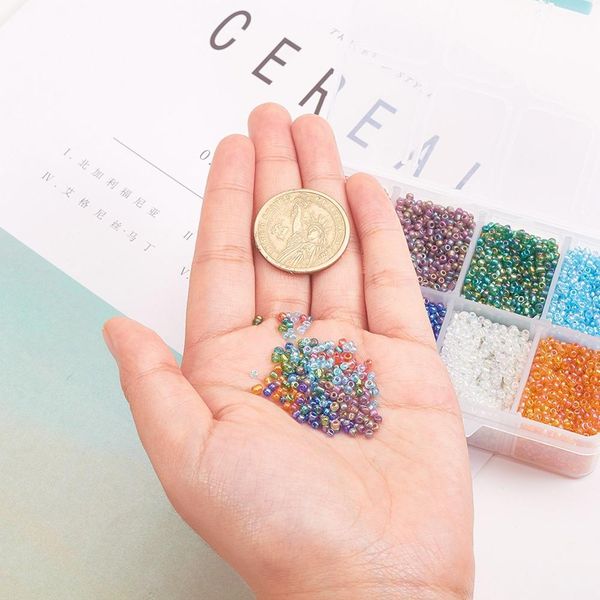 

pandahall 1box glass seed beads mixed color ceylon round loose spacer beads for jewelry making diy 2mm 3mm 4mm hole 1mm 8colors