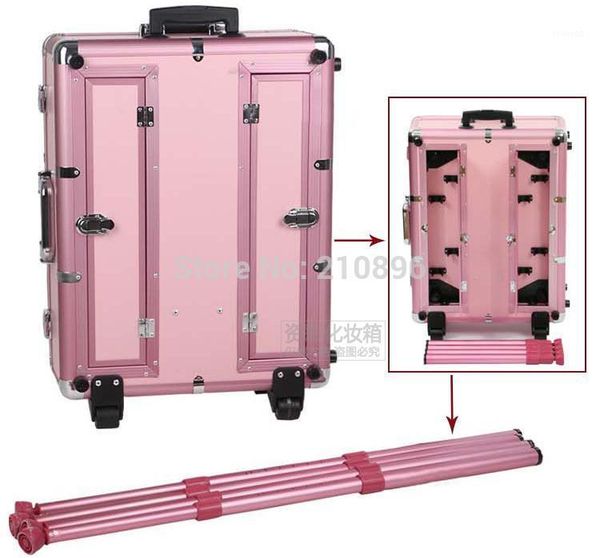 

cosmetic bags & cases professional rolling studio makeup case with lights, legs mirror beauty case1