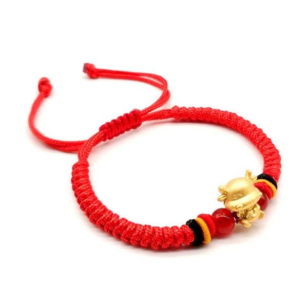 

cute lucky cow adjustable braided bracelet weaven knots rope chain bangle t4md, Golden;silver