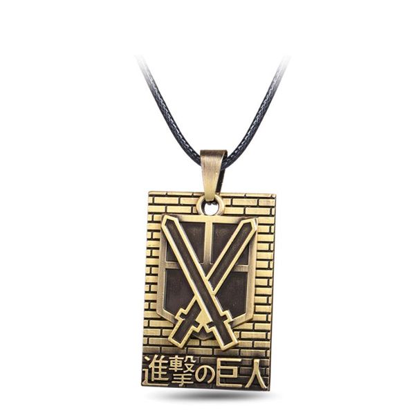 

pendant necklaces anime attack on titan necklace metal shingeki no kyojin cosplay jewlery scouting legion badge collares, Silver