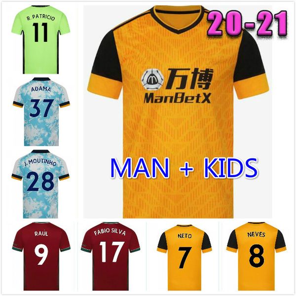 

2021 wolves third soccer jerseys kit fàbio silva 20 21 vitinha raul neves football kit wanderers adama shirt men kids kit, Black;yellow