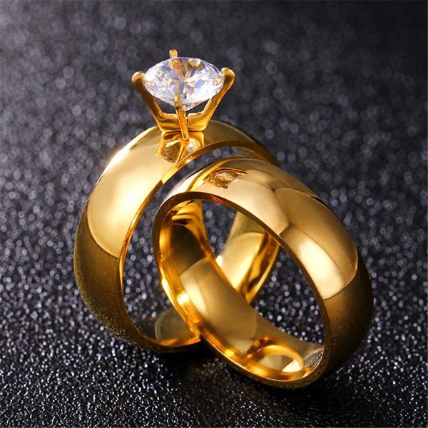 

loredana fashion lovers series jewelry for women.simple gold romantic transparent zircon wedding polished stainless steel ring, Slivery;golden