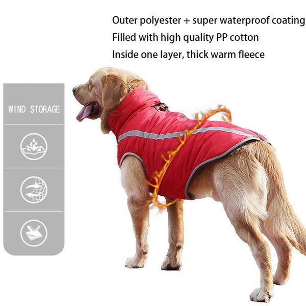 

dog apparel waterproof clothes for large dogs winter warm big jackets padded fleece pet coat safety reflective clothing
