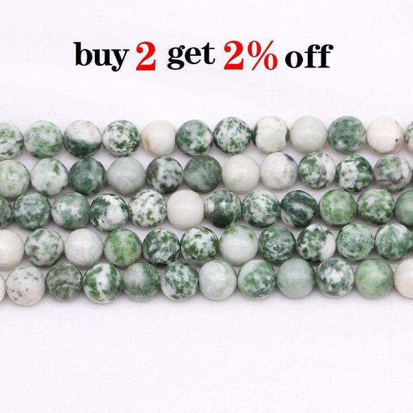 

1strand lot 4 6 8 10 12mm natural green spot stone bead round loose bead spacer beads for jewelry making findings diy bracelet h bbysbz