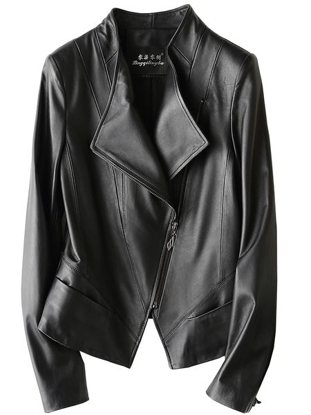 

women's leather short jacket motorcycle for women 226 kj3064 wf4k, Black
