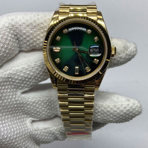 

ew factory luxury mechanical mens watch 36dd cal.3255 automatic 28800 movement 36mm diamond index dial, Slivery;brown