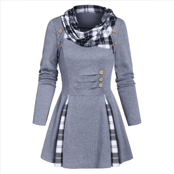 

5xl plus size womens asymmetric neck long sleeve women shirts pliad button pachwork blouse 2021 female blusa feminina, White