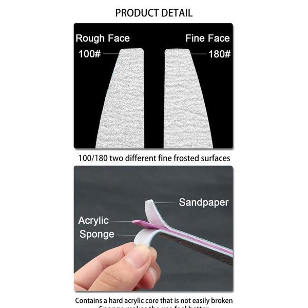 

10 pcs/lot nail file sandpaper 100/180 double side sanding buffer block set grey nail files for uv gel polish manic qyljzd