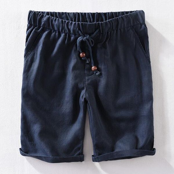 

2021 new arrival flax style casual linen plus size male shorts short clothing four colors loaf, White;black