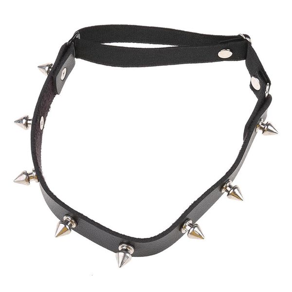 

gothic punk womens faux leather leg garter belt spiked rivet stud elastic thigh ring lingerie adjustable suspender costume, Black;white