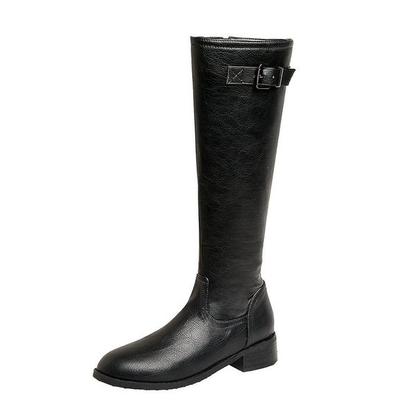

2021 new knee high winter shoes short pu leather elegant women boots size 34-43 nn26, Black