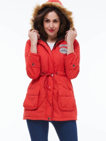 

women coat warm winter coat black ladies pus size slim hooded zipper solid pocket green female high street overcoat1