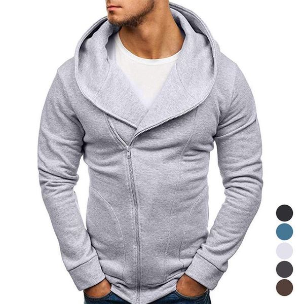 

mens new fashion sweatshirt zipper autumn solid streetwear male hoodies winter hooded casual slim cardigan hip hop, Black