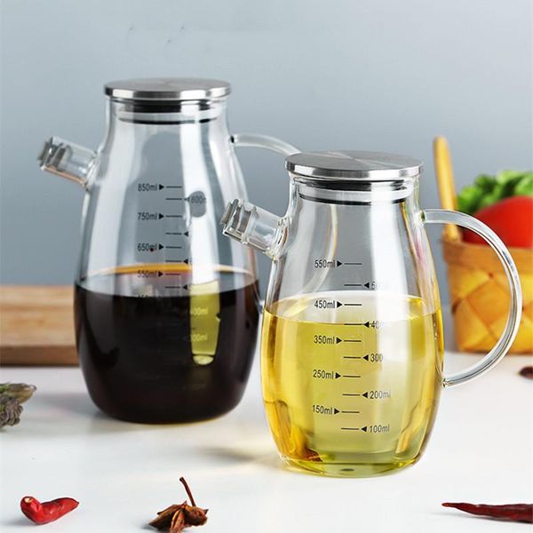 

storage bottles & jars transparent high borosilicate glass oil bottle with handle and scale heat-resistant kitchen tools soy vinegar sauce c